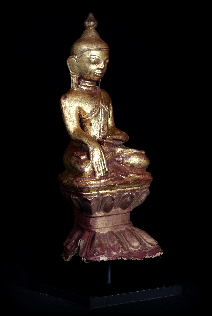 Extremely Rare 19C Wood Burma Madalay Buddha #A038